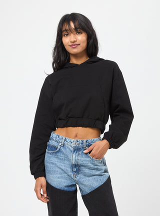 Felpa crop con scritta sul cappuccio