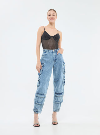 Body in tulle con strass