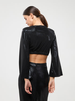 T-shirt laminata crop con nodo