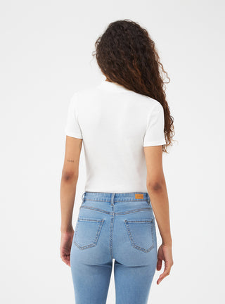 T-shirt a costina con collo lupetto