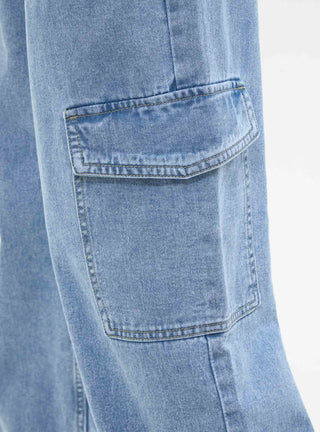 Jeans cargo a vita alta