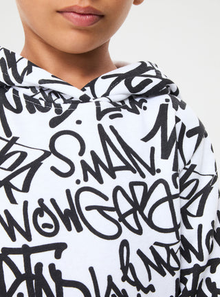 Felpa con cappuccio stampa graffiti all over