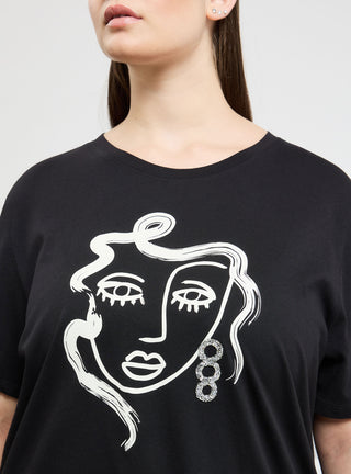 T-shirt ampia con stampa e applicazione