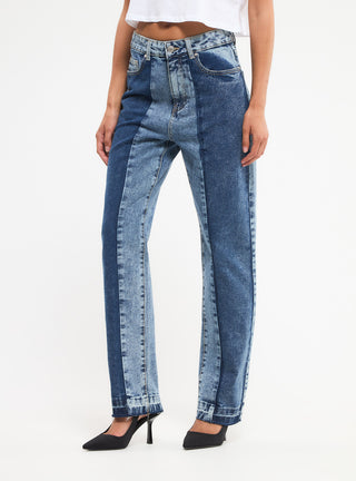 Jeans patchwork bicolore