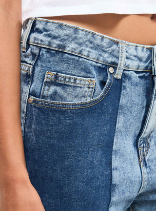 Jeans patchwork bicolore