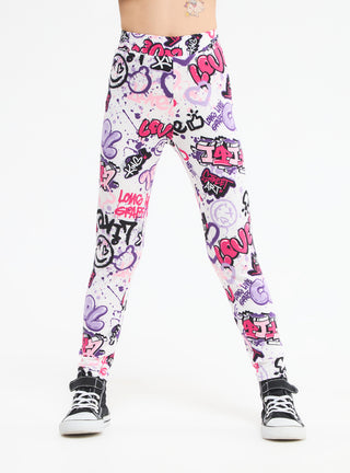 Leggings vita alta con graffiti