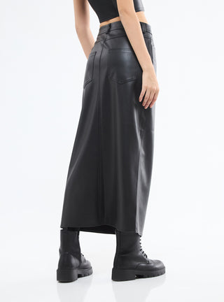 Gonna midi effetto pelle con spacco