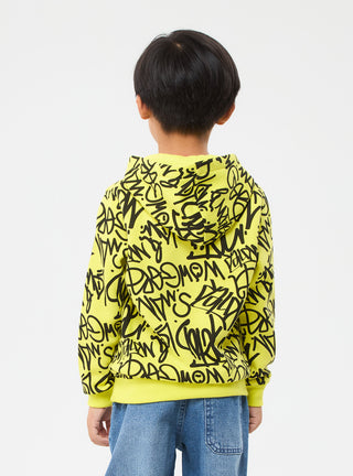 Felpa con cappuccio stampa graffiti all over