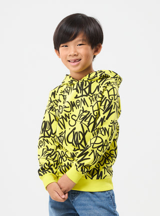 Felpa con cappuccio stampa graffiti all over