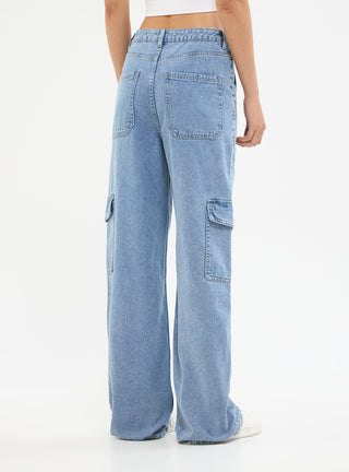 Jeans cargo a vita alta