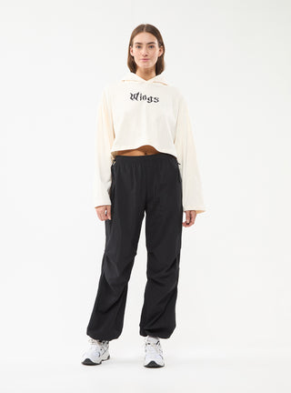 Felpa crop over con cappuccio e stampa fronte e retro