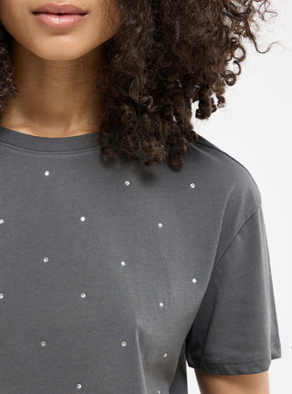 T-shirt girocollo con strass