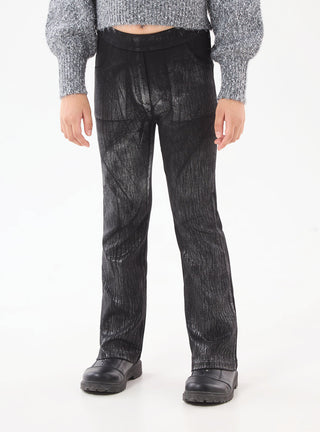 Pantaloni a zampa effetto laminato