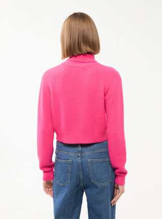 Maglia dolcevita effetto pelo crop