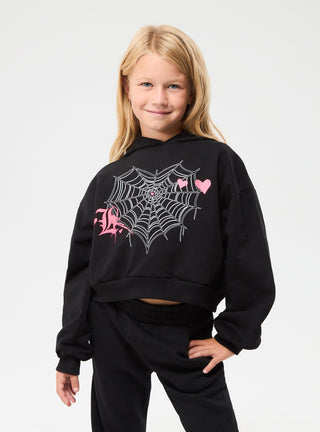 Sweatshirt mit Herz- und Spinnennetz-Print