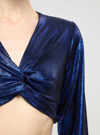 T-shirt laminata crop con nodo