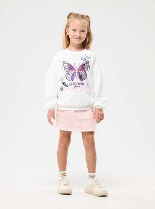 Felpa senza cappuccio stampa farfalla