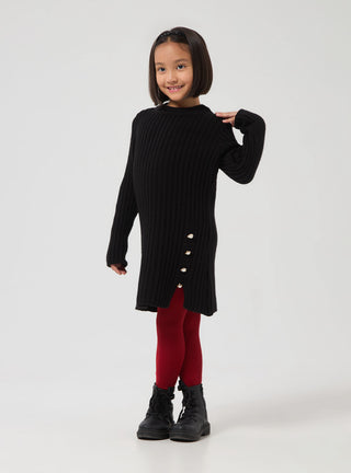 Vestito in maglia a costine con dettaglio bottoni