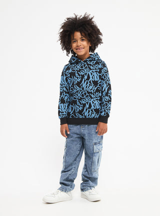 Felpa con cappuccio stampa graffiti all over