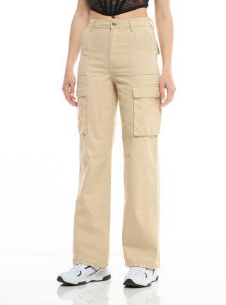 Pantaloni cargo a vita alta