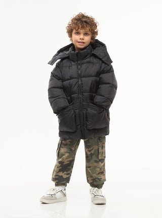 Giacca invernale imbottita puff lungo con cappuccio