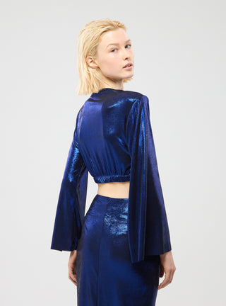 T-shirt laminata crop con nodo