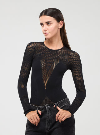 T-shirt body senza cuciture in tessuto traforato