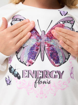 Felpa senza cappuccio stampa farfalla