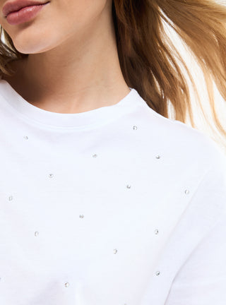 T-shirt girocollo con strass