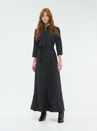 Vestito camicia lungo fantasia a pois