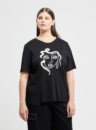 T-shirt ampia con stampa e applicazione