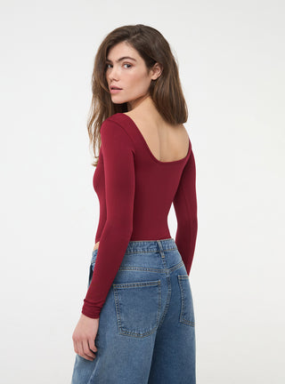 T-shirt body con ampia scollatura