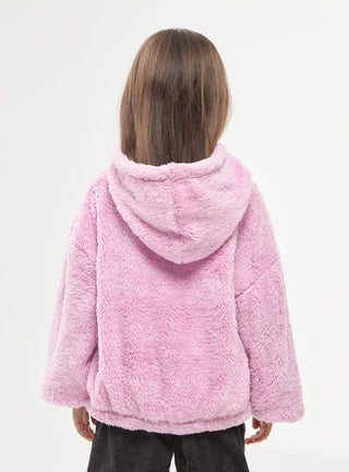 Felpa in sherpa con cappuccio scritta frontale