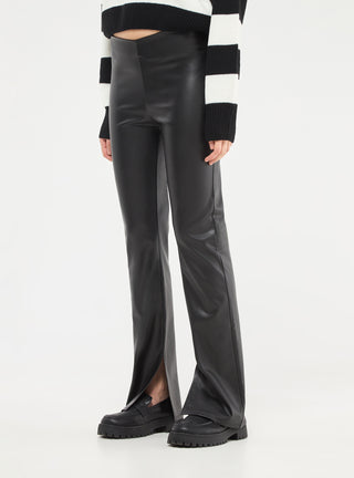 Pantaloni a zampa effetto pelle