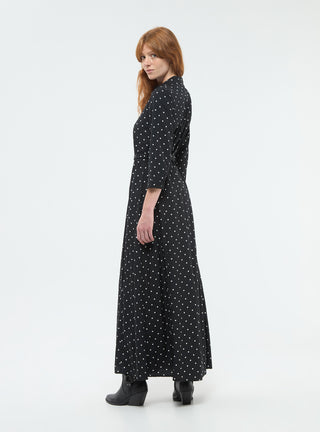 Vestito camicia lungo fantasia a pois