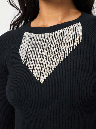 Maglia con collana di strass