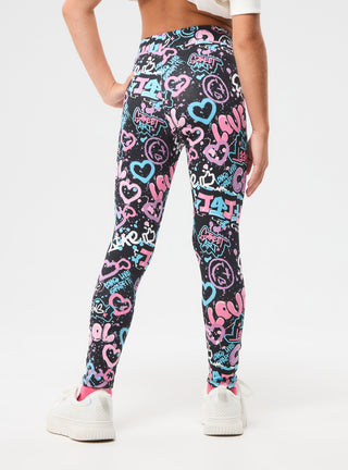 Leggings vita alta con graffiti