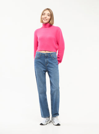 Maglia dolcevita effetto pelo crop