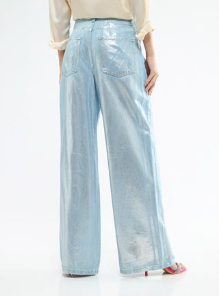 Jeans wide leg metallizzato