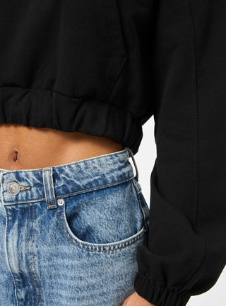 Felpa crop con scritta sul cappuccio