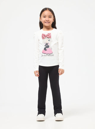 T-shirt girocollo con stampa glitter