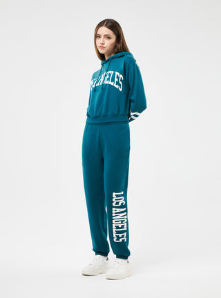 Pantaloni tuta vita alta stampa college