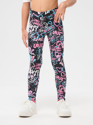 Leggings vita alta con graffiti