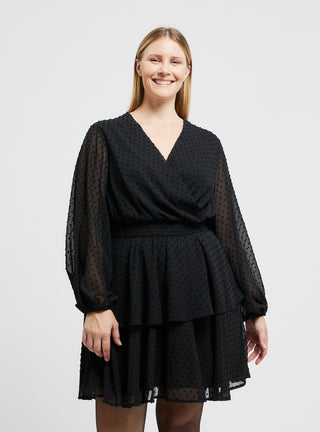 Vestito corto incrociato fantasia pois