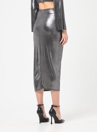 Gonna laminata con drappo frontale