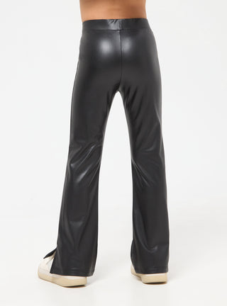 Leggings a zampa effetto pelle con spacchetto