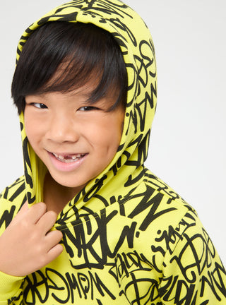 Felpa con cappuccio stampa graffiti all over