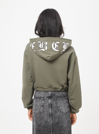 Felpa crop con scritta sul cappuccio