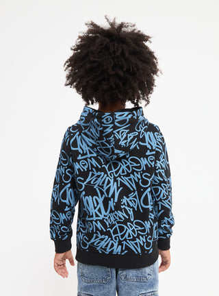 Felpa con cappuccio stampa graffiti all over