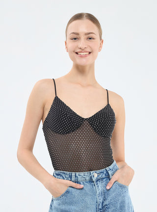 Body in tulle con strass